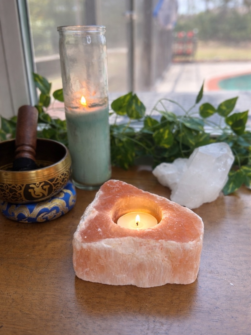 Himalayan Salt Tea Light Candle Holder Natural Crystal Rock Small Boho Decor